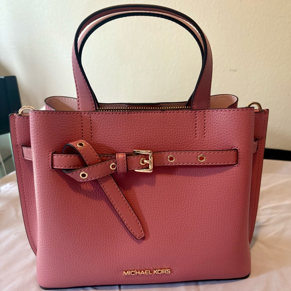 Michael Kors Rose Emilia Small Leather Satchel